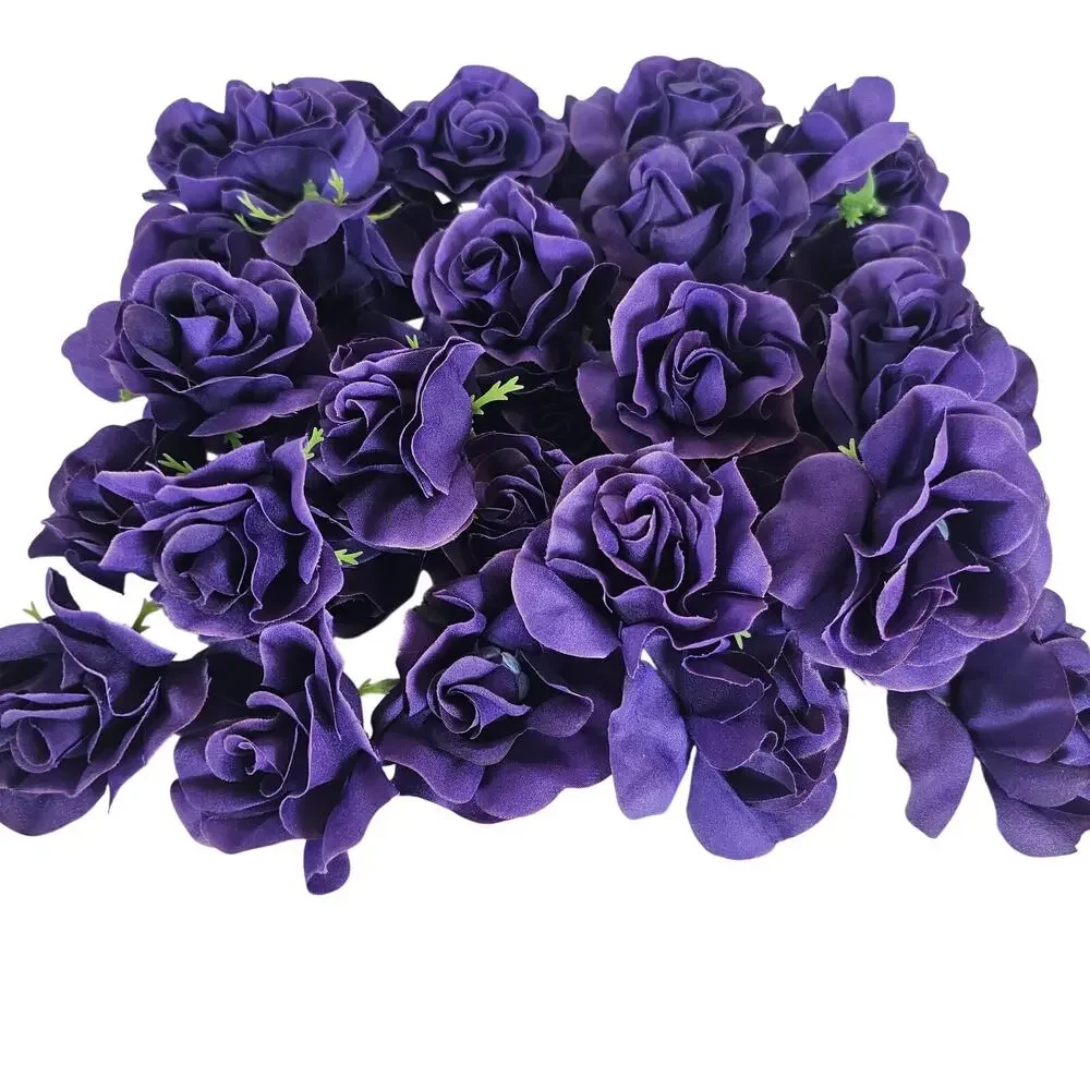 100 Purple Silk Rose Heads Stemless Wedding Floral Craft Wreaths DIY 2.5in